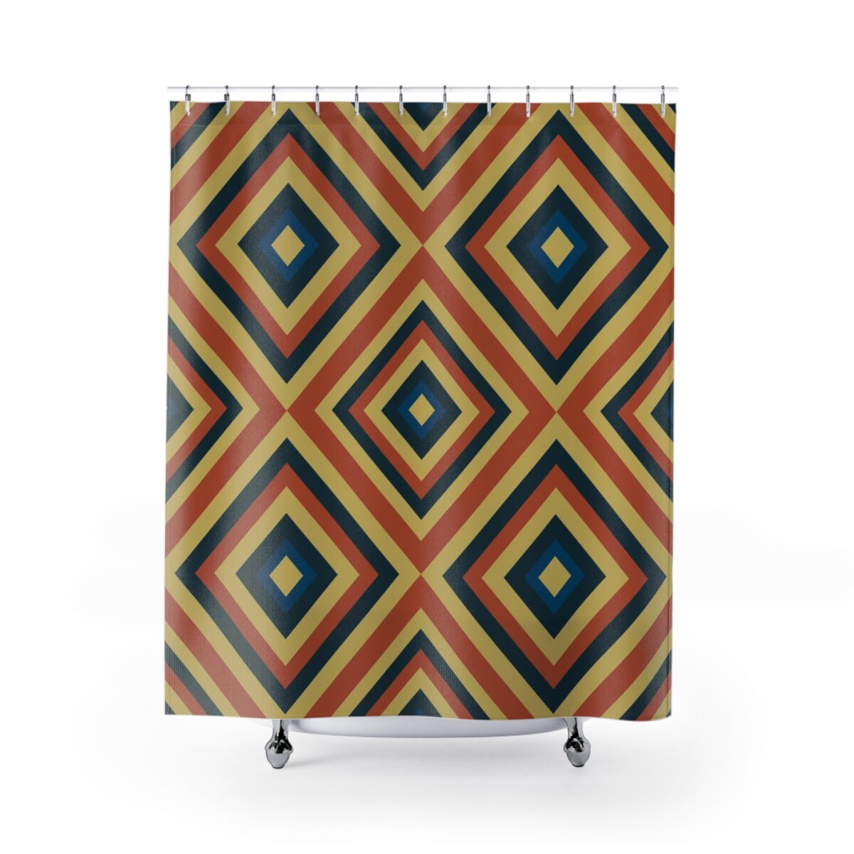 Retro 70's Shower Curtain, 70's 80's Shower Accessory, Funky Tub Curtain with Vintage Vibe - Image 2