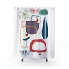 Retro Abstract Atomic White Groovy Shower Curtain for MCM Bathroom