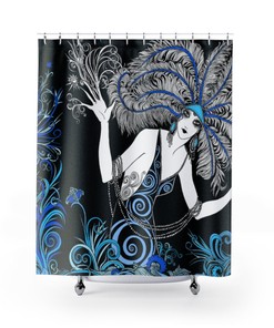 Retro Art Nouveau Shower Curtain: Mid Century Modern Bath