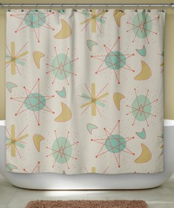 Retro Atomic Decor Shower Curtain for Modern Bath