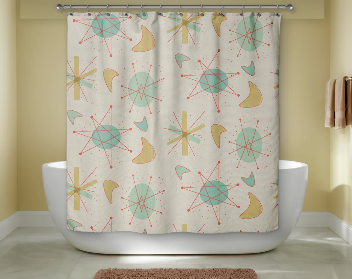 Retro Atomic Decor Shower Curtain for Modern Bath