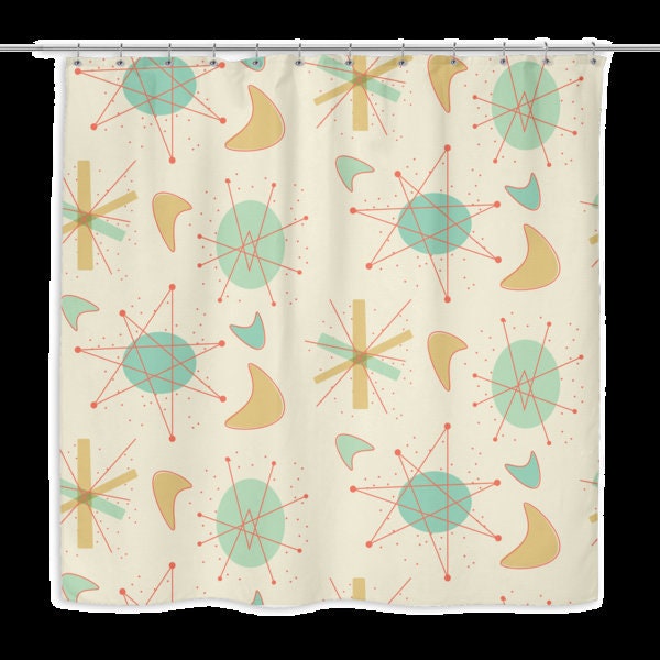 Retro Atomic Decor Shower Curtain for Modern Bath - Image 2
