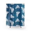 Retro Blue Boomarang Shower Curtain for MCM Bathroom