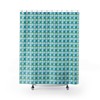 Retro Blue and Green Mid Century Modern Shower Curtain for Vintage Design Bathroom