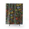 Retro Botanical Flower Field Herb Shower Curtain - Green Plant Leaves Nature Bathroom Decor