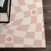 Retro Checkered Pink Pastel Rug for Soft Bedroom Aesthetic in Living Room or Kids Room