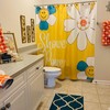 Retro Cheerful Yellow Groovy Flower Shower Curtain for 70s Vibes