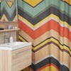 Retro Chevron Shower Curtain, Nostalgic 70's Zigzag Bathroom Accessories with Groovy Touch