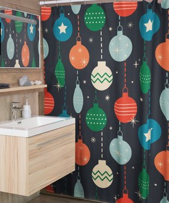 Retro Christmas Bathroom Decor Set with Shower Curtain, Tub Curtain and Decorations For Bathroom