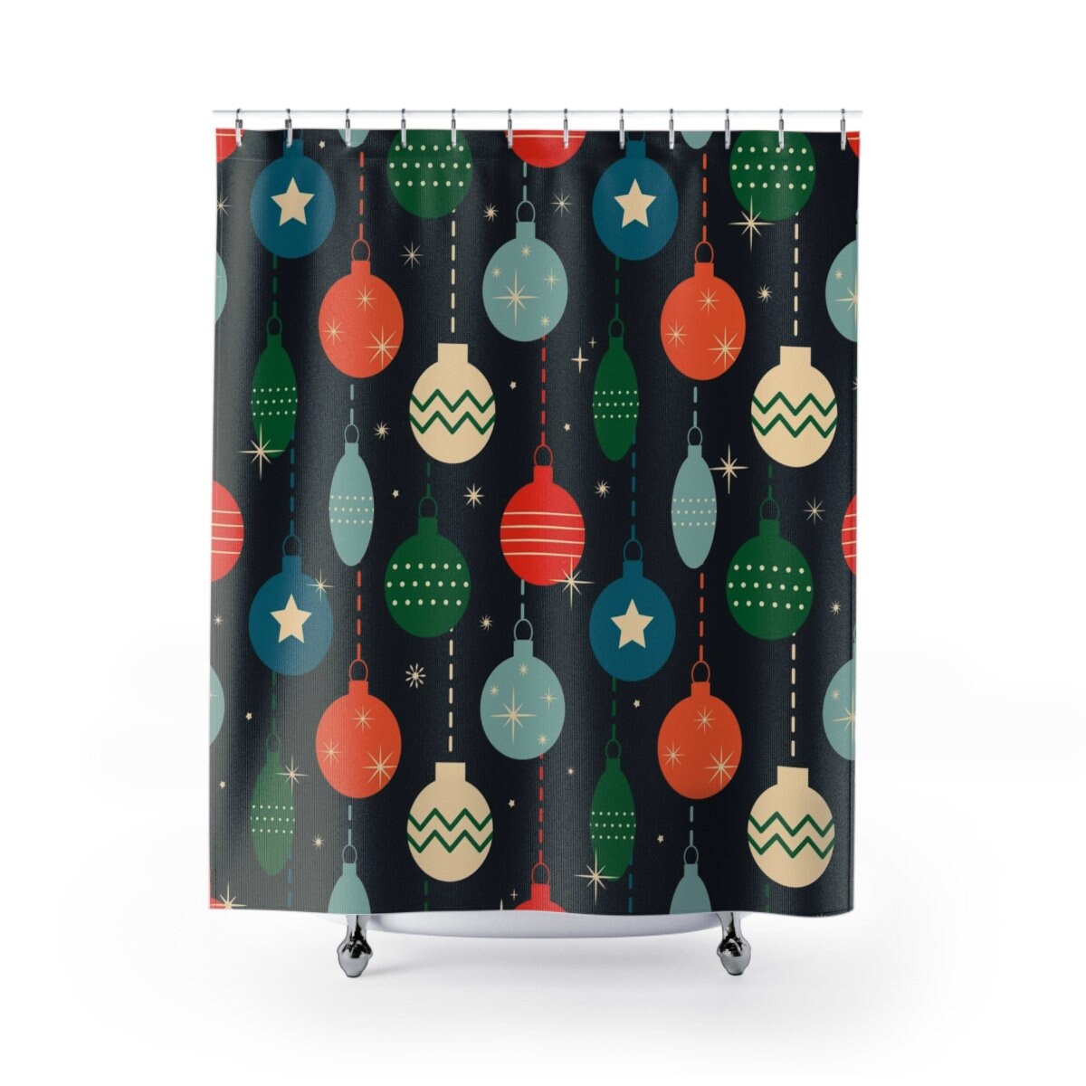 Retro Christmas Bathroom Decor Set with Shower Curtain, Tub Curtain and Decorations For Bathroom - Image 2