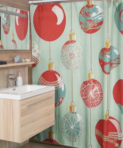 Retro Christmas Shower Curtain, Festive Holiday Bathroom Decor