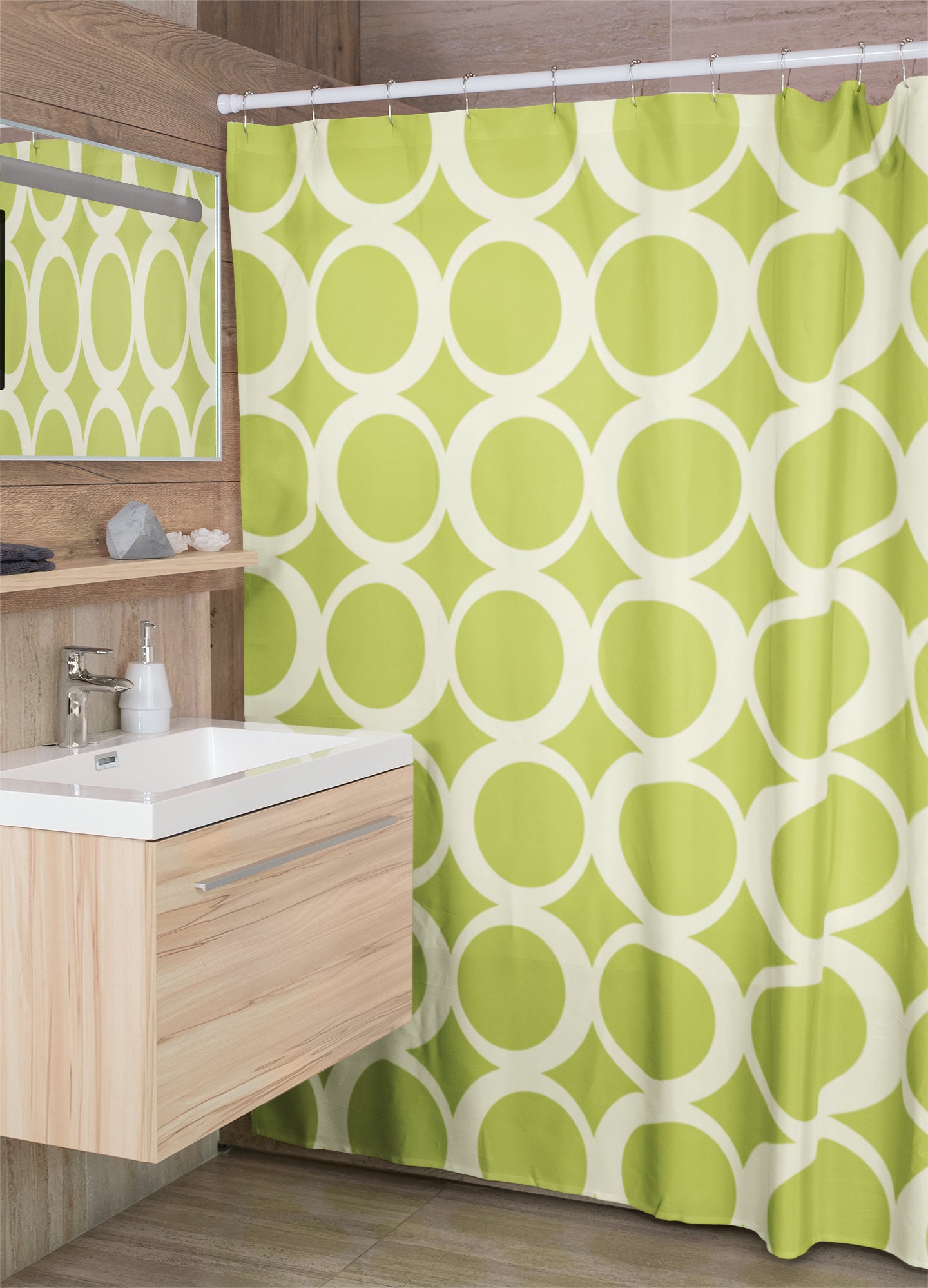Retro Circles Shower Curtain, Groovy 60's 70's Hippie Bathroom Accessory, Retro Bathroom Decor - Image 4