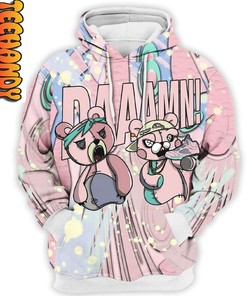 Retro Easter Bear Daamm All Over Print 3D Hoodie