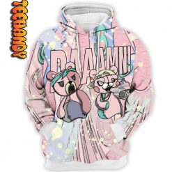 Retro Easter Bear Daamm All Over Print 3D Hoodie - Image 2
