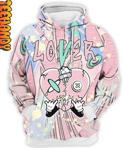 Retro Easter Loser Lover All Over Print Heart 3D Hoodie