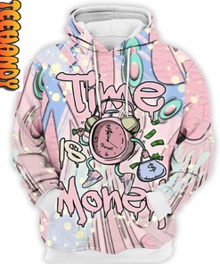 Retro Easter Time Is Money All Over Print 3D Hoodie