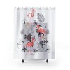 Retro Flamingo Tropical Shower Curtain with 50's Pink and Gray Mid Century Modern Design