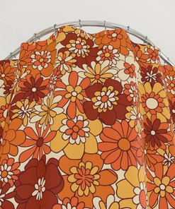 Retro Flower Power Shower Curtain for 70s Hippie Bath Decor