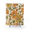 Retro Flowers Bath Accessory Set, Waffle Weave Shower Curtain and Towels