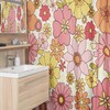 Retro Flowers Inspired Shower Curtain, Boho 60's 70's Hippie Bathroom Accessory, Vintage Curtain with Elegant Charm