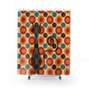 Retro Geometric Mid Century Modern Shower Curtain with Atomic Cat Sexton Design