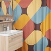 Retro Geometric Shower Curtain, Boho 60's 70's Hippie Bathroom Accessory, Vintage Curtain for Groovy Vibe