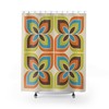 Retro Geometric Shower Curtain, Boho 60's 70's Hippie Bathroom Accessory, Vintage Curtain with Unique Charm