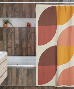 Retro Geometric Shower Curtain, Funky 60's 70's Hippie Bathroom Accessory, Chic Vintage Curtain for Unique Vibe