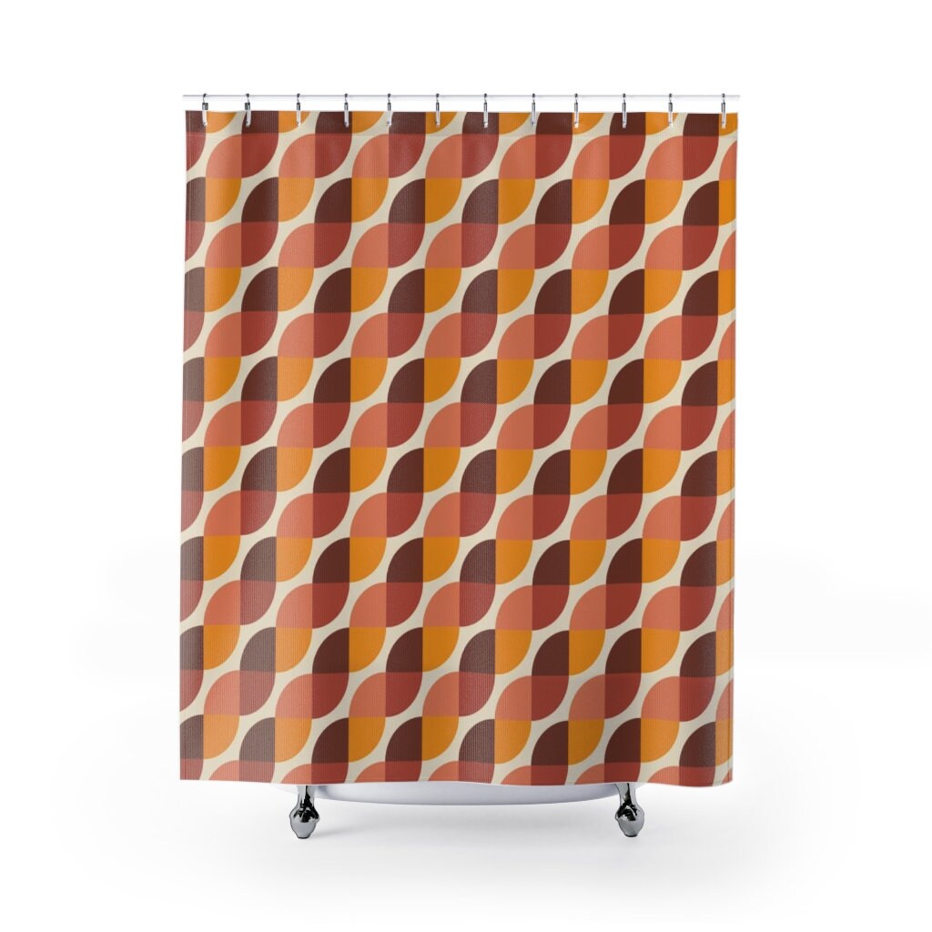 Retro Geometric Shower Curtain, Groovy 60's 70's Hippie Bathroom Accessory, Retro Bathroom Decor - Image 2