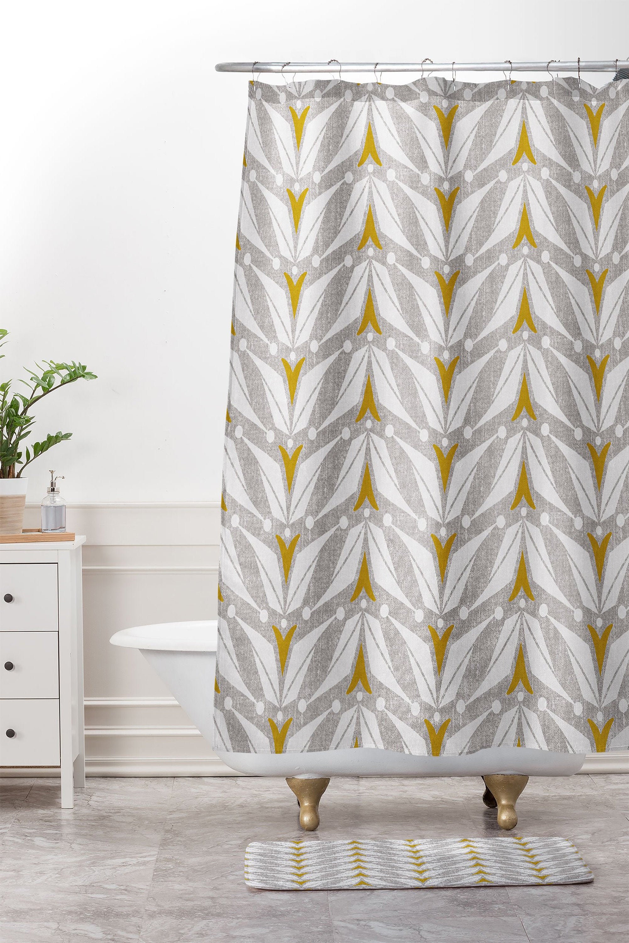 Retro Geometric Shower Curtain | Mid Century Modern Bathroom Decor | Vintage Bath Curtain | Pink