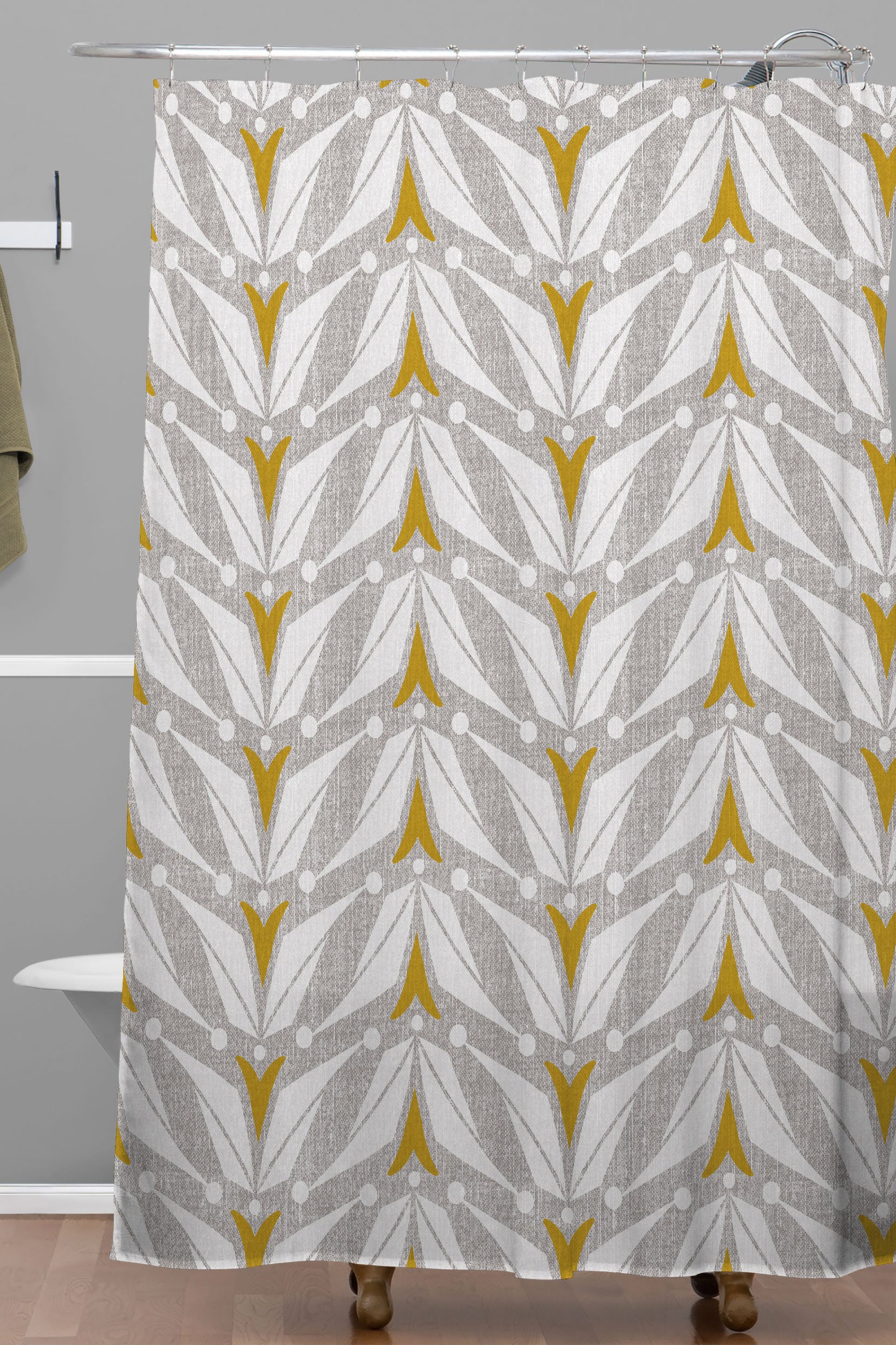 Retro Geometric Shower Curtain | Mid Century Modern Bathroom Decor | Vintage Bath Curtain | Pink - Image 2