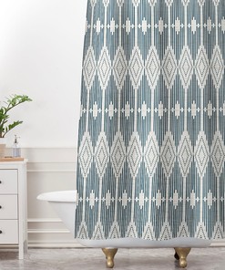 Retro Geometric Shower Curtain, Modern West End Design, Fabric Bathroom Decor