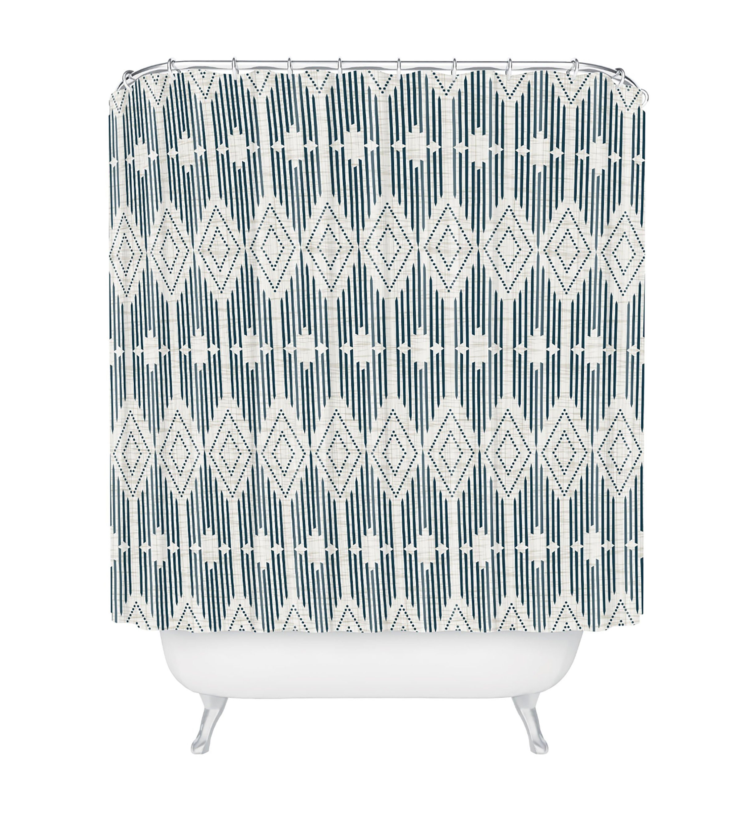 Retro Geometric Shower Curtain, Modern West End Design, Fabric Bathroom Decor - Image 2