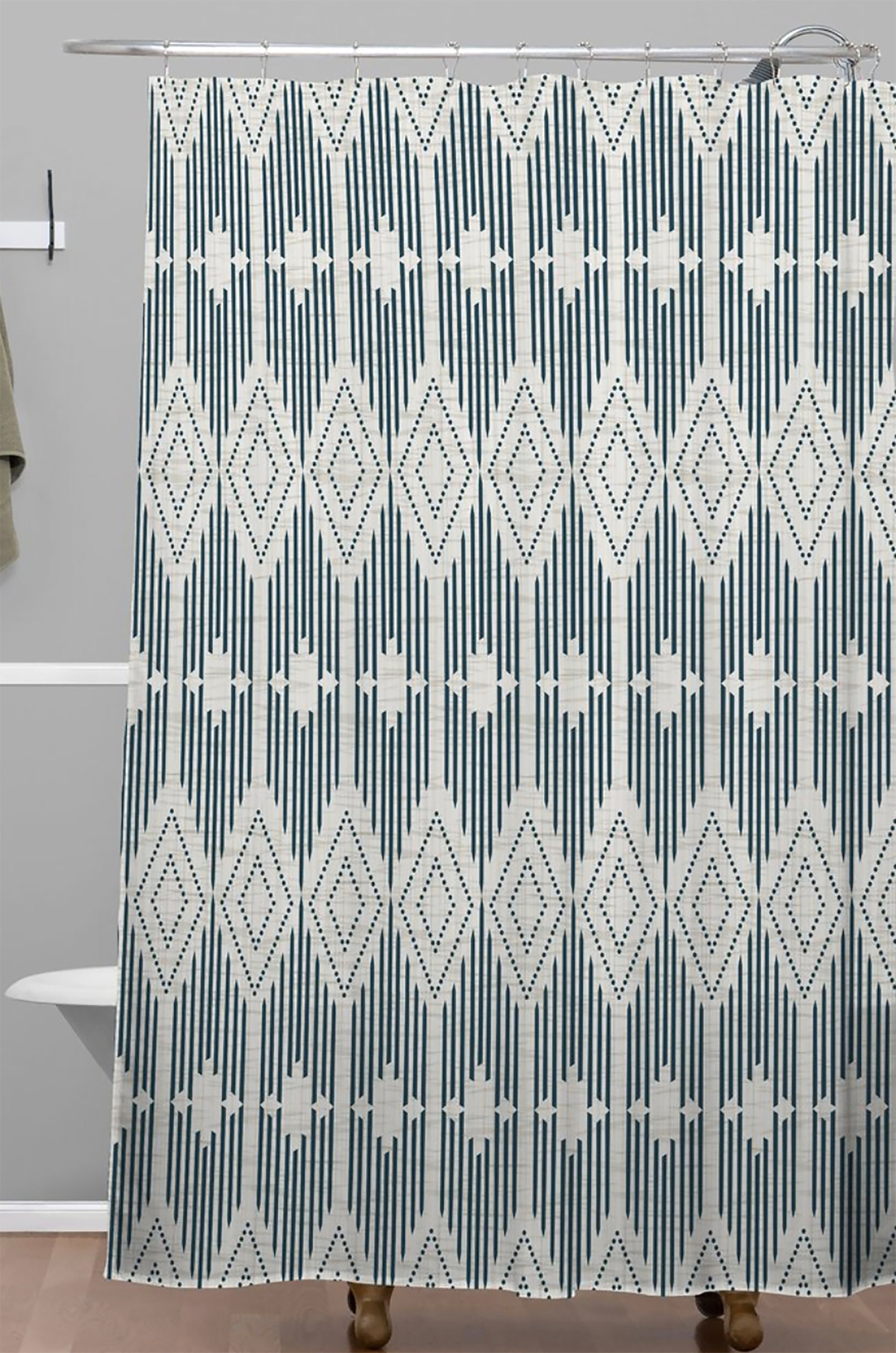 Retro Geometric Shower Curtain, Modern West End Design, Fabric Bathroom Decor - Image 3