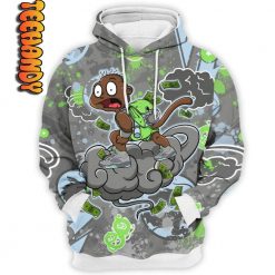 Retro Green Bean Monkey Tommy Fly All Over Print 3D Hoodie with Retro Monkey Print - Image 2