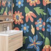 Retro Groovy 60's 70's Flowers Shower Curtain, Hippie Bathroom Accessory with Bohemian Touch