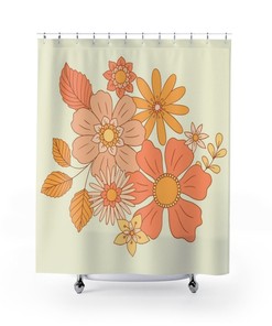Retro Groovy Shower Curtain, Funky 60's 70's Hippie Bathroom Accessory, Quirky Tub Curtain with Unique Touch