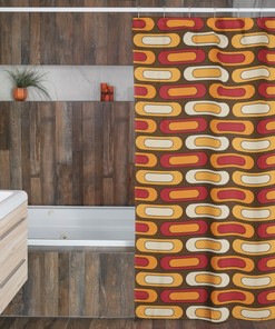 Retro Groovy Shower Curtain, Psychedelic 60's 70's Hippie Bathroom Accessory, Fun Tub Curtain with Vintage Charm