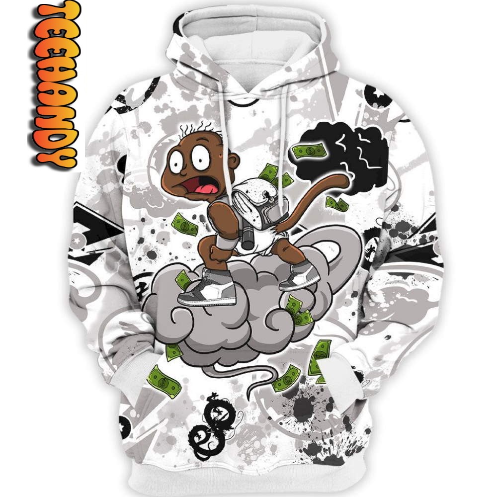 Retro High OG Stage Haze Monkey Tommy Fly All Over Print 3D Hoodie with Retro Monkey Print