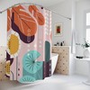 Retro Leaves Leaf Sunset Sunshine Shower Curtain or Mat | Contemporary Art | Minimalistic Apartment Bathroom Curtain