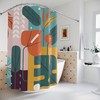 Retro Leaves Sunset Shower Curtain, Contemporary Art, Minimalistic Bathroom Curtain, Warm and Sunny Design