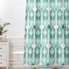 Retro Mid Century Geometric Shower Curtain, Fabric Bathroom Decor, Minimalistic Bath Curtain