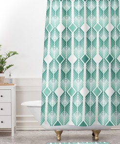 Retro Mid Century Geometric Shower Curtain, Fabric Bathroom Decor, Minimalistic Bath Curtain