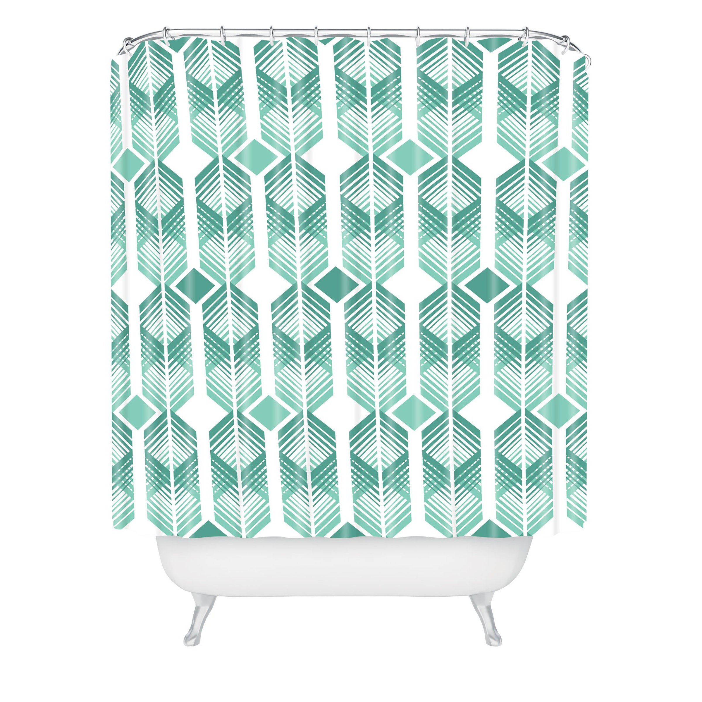 Retro Mid Century Geometric Shower Curtain, Fabric Bathroom Decor, Minimalistic Bath Curtain - Image 3