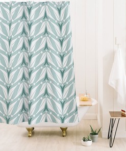 Retro Mid Century Geometric Shower Curtain, Fabric Bathroom Decor, Unique Bath Curtain