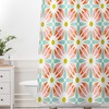 Retro Mid Century Geometric Shower Curtain, Fabric Bathroom Decor, Unique Bath Curtain Design