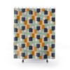 Retro Mid Century Shower Curtain, College Dorm Bathroom Decor, 70s Theme Bath Curtain, 71 x 71 inch
