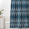 Retro Midnight Blue Shower Curtain | Geometric Bath Curtain | West End Midnight Design | Vintage Bathroom Decor