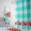 Retro Mix Red/Turquoise Shower Curtain | Vintage Bath Curtain | 50s Style Bathroom Decor