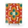 Retro Orbs and Peacock Eye Teal, Burnt Orange, and Yellow Mid Century Modern Shower Curtains